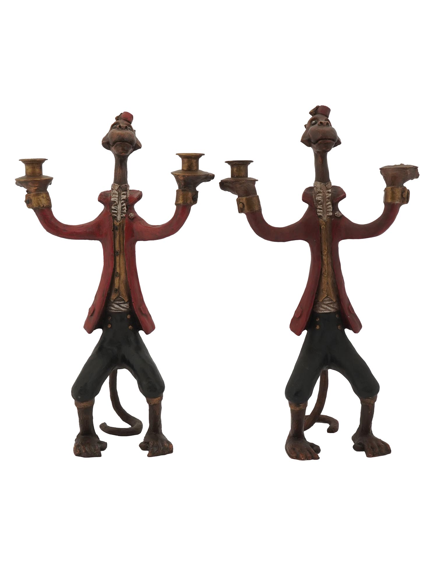 PAIR OF BILL HUEBBE CIRCUS MONKEY CANDLE HOLDERS PIC-4